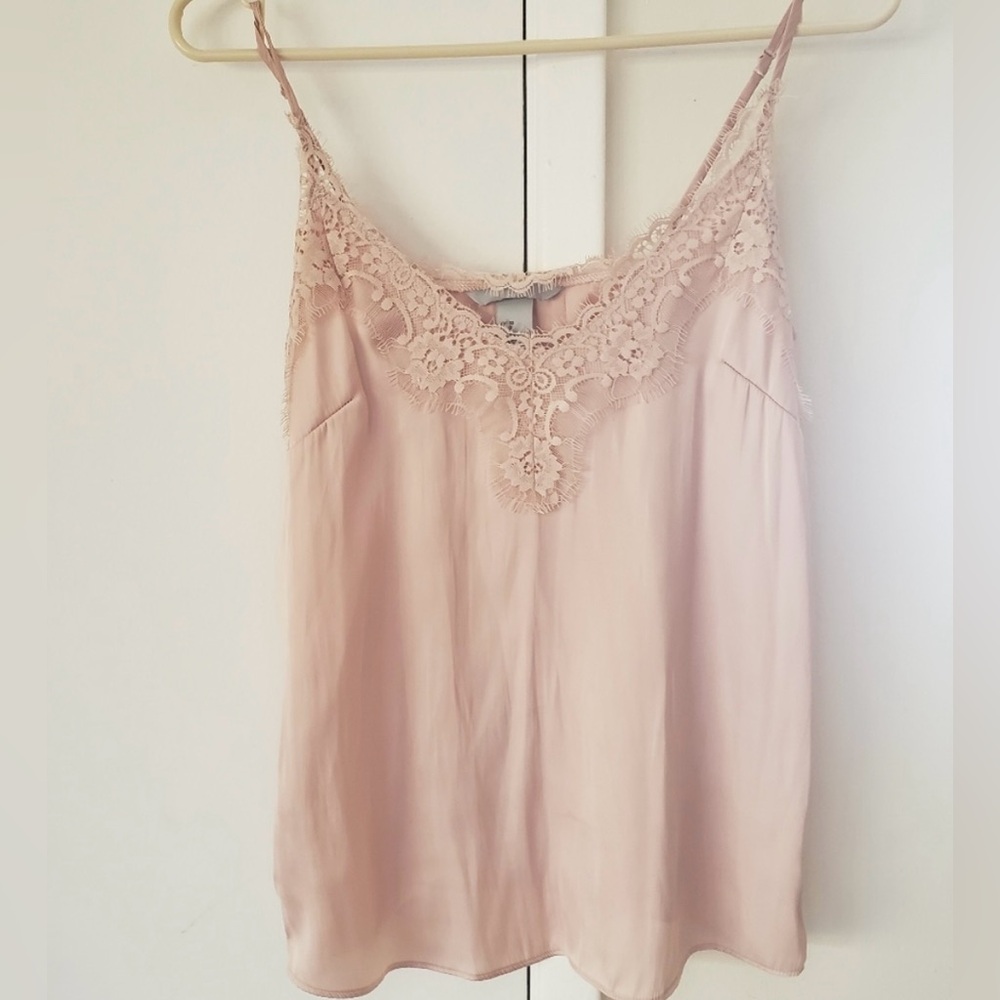 H&M Lace Trim Camisole Pink Sz 2